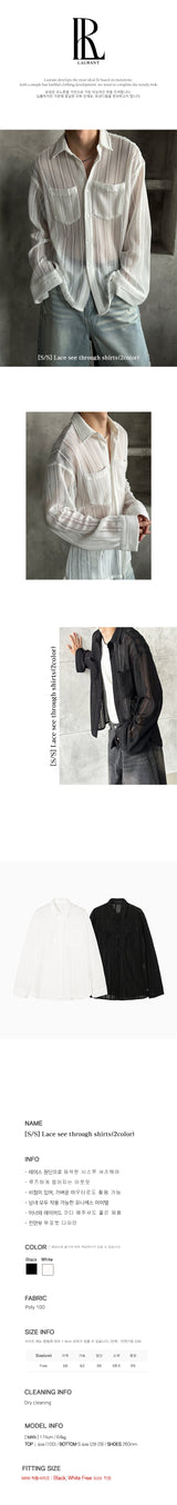 [S/S] レースシースルーシャツ（2color）