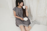 COUNTRY FLARE LINEN DRESS / CHARCOAL