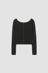 Boat Neck Cardigan / Black