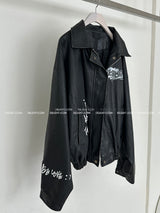 graffiti-printed rider jacket