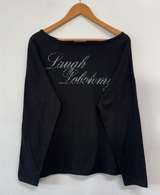 レタリングオフショルダーUネックロングスリーブTシャツ 🩶🤍🖤3カラー