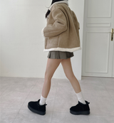 (100% SHEEPSKIN🐑🤎) 2 COLORS キュートフェミニンバターセミショートマウンテンコート