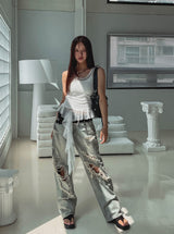 See-through drop frill sleeveless
