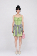 COQUETTE FLORAL RUCHED CAMI DRESS (3COLORS!)