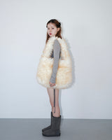 Long furry hair bag _ ivory