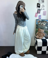 INSIDE-MINK🤍 PINTUCK BASIC LONG WIDE PANTS 🤍🖤🩶3COLOR