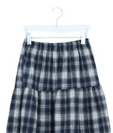 Lumie Check Tiered Banding Long Skirt