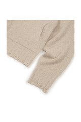 DAMAGED CROP NET KNIT ZIP UP (IVORY)