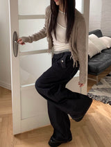 レイヤードバンディングデニムパンツ