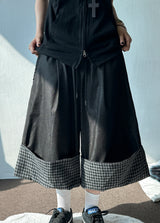 Check Roll-Up Detail Raw Denim Bermuda Shorts 2color