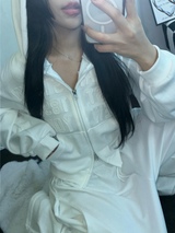 ストリートパッチフーディージップアップ🤎🤍🖤3COLOR