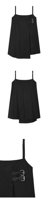 [mnem] バックルナイロンミディドレス (black)