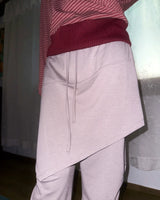 (2color) Diagonal Shirring Bootcut Layered Pants