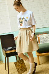 ベージュパピーホワイト半袖tシャツ