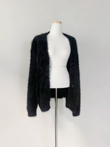 Katsumi Loose-Fit Fur Cardigan (Black)