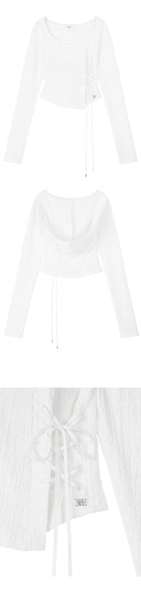 [mnem] Diamond Neck Corset Hoodie (white)