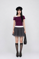 DUAL-TONE ASYMMETRY TEE (4COLORS!)