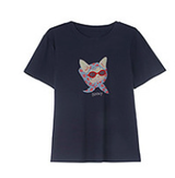 ビーズグラスグラフィッククルーネックTシャツ