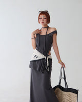 Scarf Set Eyelet Sleeveless & Skirt Two-Piece Set