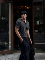 Stitch pigment henley neck short sleeve tee