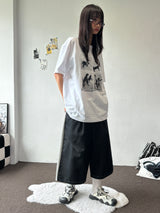 Back Two Pocket Belt Stitch Denim Bermuda Shorts 2color