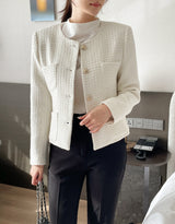 Shurea No Collar Pearl Tweed Jacket