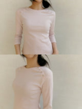 button 3/4 sleeve tee