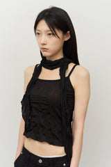 (W) Dun Wrinkled Scarf Top