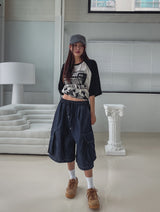 Root Stitch Cargo Bermuda Denim Pants
