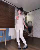 (2color)ラッフル レース フラワー スリム パンツ [Ethnic Belt Set]