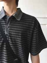 Tod pigment stripe collar short sleeve 4C