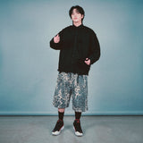 leopard grunge capri shorts_grey