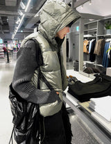 メタルカーキフードカシハルバンディングパッドベスト