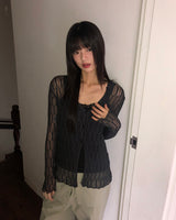 セルメッシュシースルー長袖カーディガン