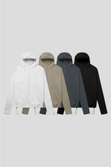 Ribbed incision hood zip-up