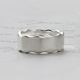 SVR-624 Silver 92.5 Wide Round Wave Flat Silver Ring