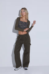 EYELET CARGO PANTS