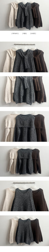 Roel Sailor Collar Muffler V-Neck Knitwear Set