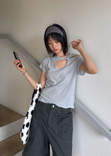 TWIST HOLE HALF TEE (4color)