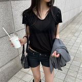 シースルースリムラインTシャツ ブラック
