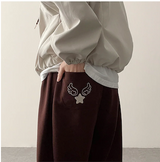 Angel Wing Star Pocket Embroidery Wide Banding Pants
