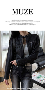 [F/W] Crop suede zipper jacket(2color)