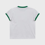 マルチーズアーカイブライングラフィックリンガー半袖Tシャツ