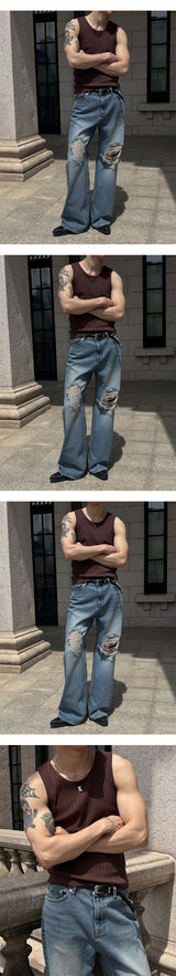 [S/S] High ribbed logo sleeveless(6color)