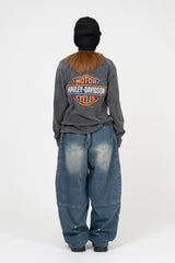 Motorcycle Vintage Crop Long Sleeve T-Shirt