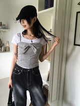 Tapimバックプリンティングワイドデニムパンツ