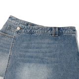 KIRSH PLAIN SEMI WIDE DENIM SKIRT PANTS - LIGHT BLUE 