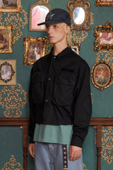 POCKET ARGYLE SHORT JACKET / BLACK