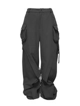  CUT OUT STRING CAGO PANTS . BLACK