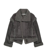 Detachable Fur Shearling Jacket / Charcoal